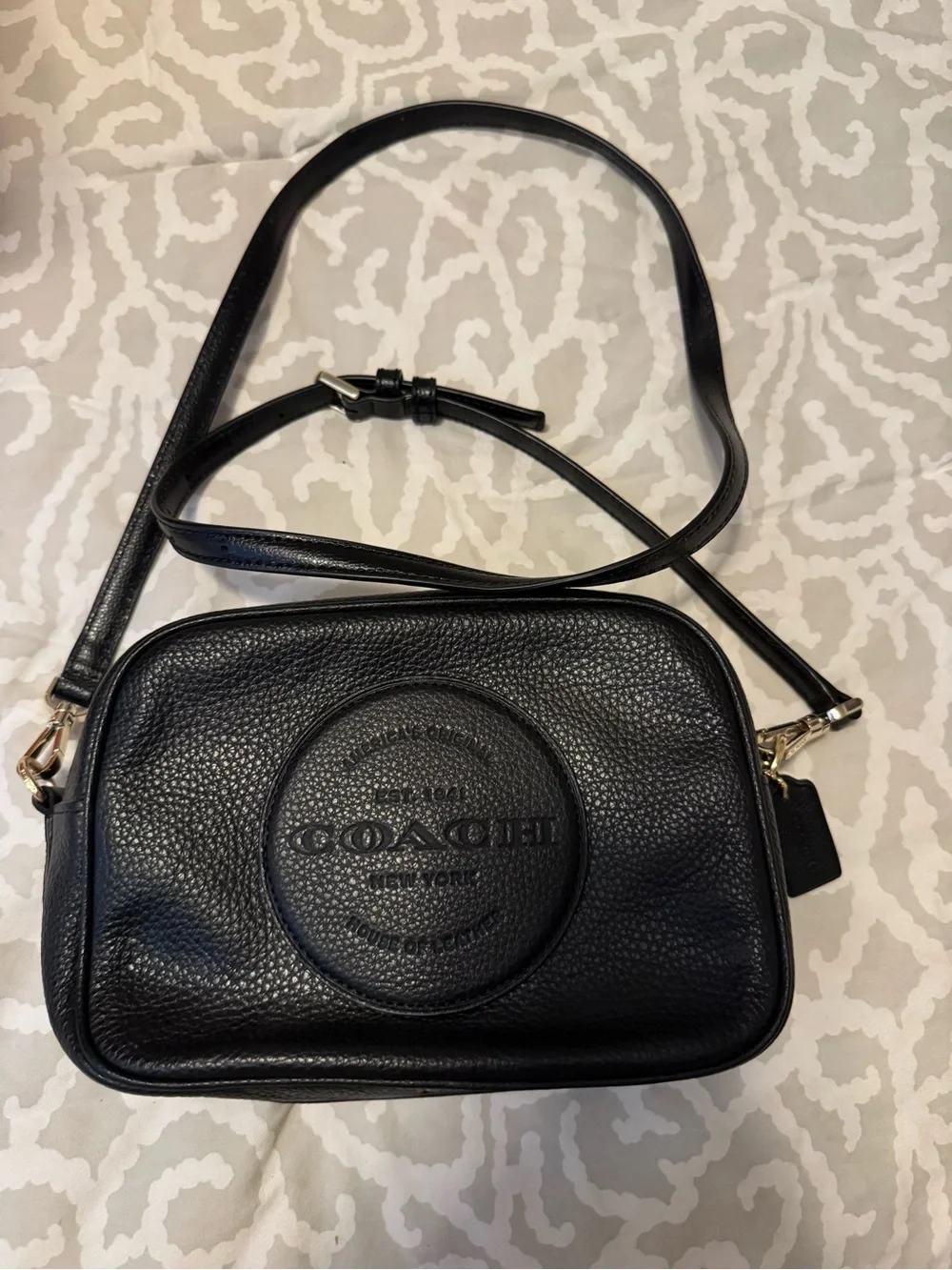 Coach Black Pebbled Leather Camera Crossbody
